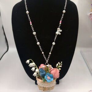 Handmade Lolita Flower Basket necklace